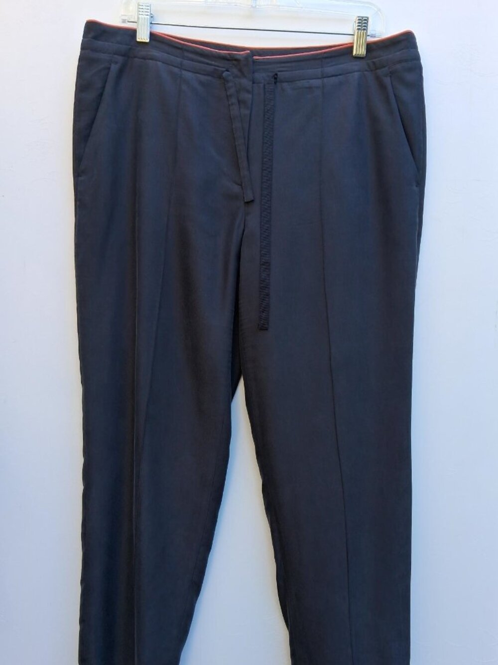Rachel Roy women's tie-front silk ankle-length pants, charcoal gray (Size M)